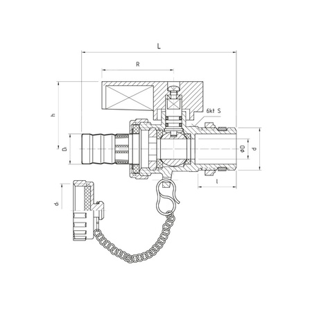 Zawór kulowy PERFEXIM 1809 mosiądz niklowany 3/4'' GZ x przyłącze do węża, uchwyt: pokrętło