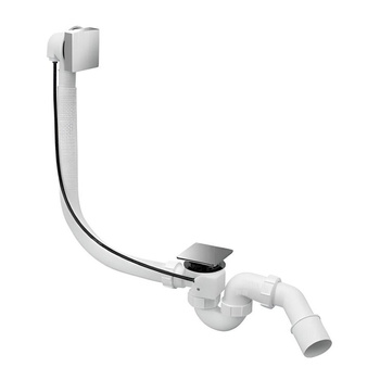 Syfon wannowy automatyczny, pokrętło mosiądz CHROM "Premium Kwadrat" , przelew L-1000 mm