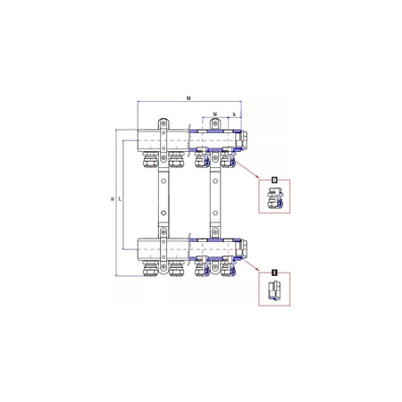 Rozdzielacz ogrzewania RUMET 50C 2 obwodowy