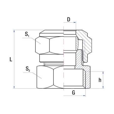 Złącze dwójnik proste RUMET zaciskowe FI 15 x GW 3/4 mosiądz