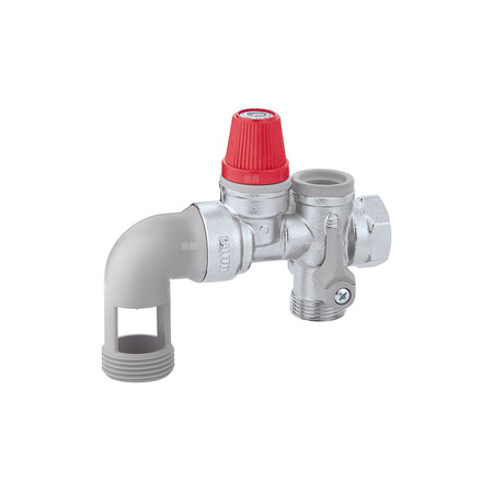 Hydrauliczna grupa bezpieczeństwa do zasobników c.w.u. z zaworem odcinającym i zaworem zwrotnym z możliwością nadzoru 3/4"