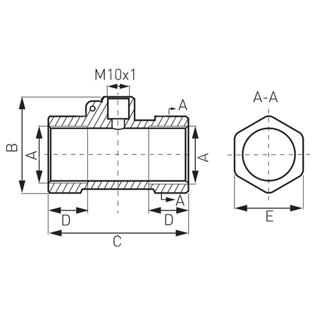Trójnik FERRO mosiądz 3/4'' x 1/4'' x 3/4'' GW