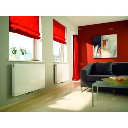 Grzejnik płytowy typ 22 KERMI X2 Plan-Vplus, lewy, z osłoną wym. 405 x 905 mm, kolor biały, moc 1018 W