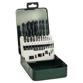 19-częściowy zestaw Wierteł do metalu HSS-R, DIN 338 1,0, 1,5, 2,0, 2,5, 3,0, 3,5, 4,0, 4,5, 5,0, 5,5, 6,0, 6,5, 7,0, 7,5, 8,0,
