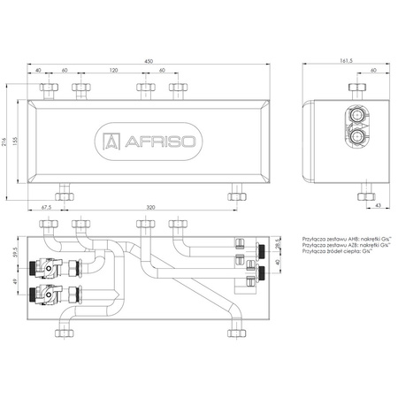 Łącznik z izolacją w szafce do połączenia zestawów AHB oraz AZB AFRISO PrimoBox AJB 110