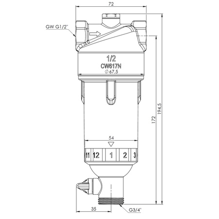 Filtr do wody AWF 110 z płukaniem ręcznym, GW G1/2''