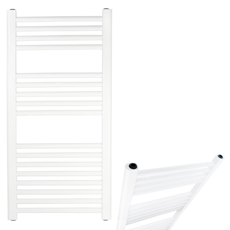 Grzejnik drabinkowy FERRO Prosty, podłączenie dolne, rozstaw 555, wym. 900 x 600 mm, kolor biały, moc 458W