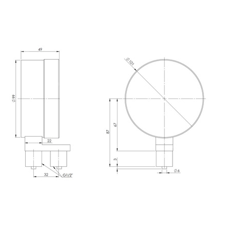 Ciśnieniomierz różnicowy AFRISO KP Dif D401 0/400 mbar mosiądz G1/2B radialne fi 100, kl. 1.6%