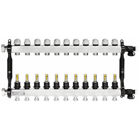 Rozdzielacz do ogrzewania podłogowego AFRISO ProCalida VA 1C 11-obieg. stal nierdzewna GZ 1'' x euroconus 3/4''