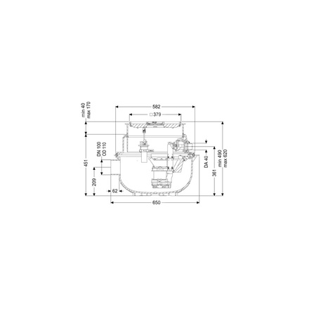 Przepompownia Aqualift S Compact Tronic GTF500 odporna chemicznie do zabudowy z pokrywą pod płytki