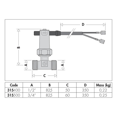 Elektromagnetyczny czujnik przepływu 1/2"