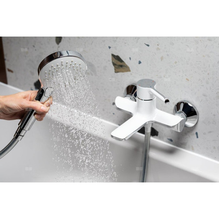 Bateria wannowa ścienna KFA Armatura ANGELIT, kolor chrom biała