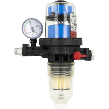 Filtr olejowy AFRISO FloCo-Top-2CM MS-5 zintegrowany z odpowietrznikiem fi 3/8'' x 3/8'' GW x GZ, z wkładem opticlean, maks. przepływ 100 l/h