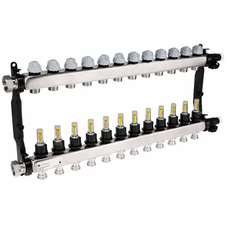 Rozdzielacz do ogrzewania podłogowego AFRISO ProCalida VA 1C 12-obieg. stal nierdzewna GZ 1'' x euroconus 3/4''