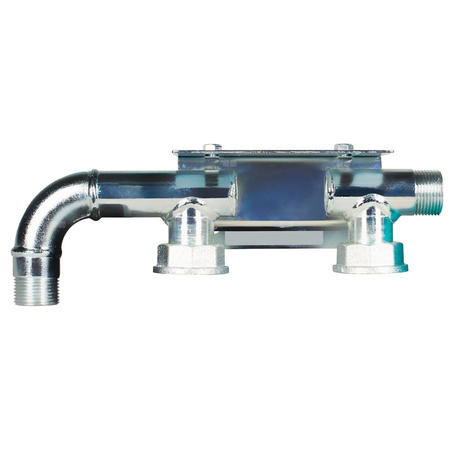 Monozłącze pod gazazomierz G4/G6 130mm, GZ stożkowy 1" x GZ1'' - z łukiem z lewej strony