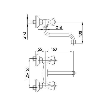 Bateria zlewozmywakowa ścienna KFA Armatura STANDARD, kolor chrom 410, mosiądz