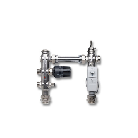 Zestaw pompowo-mieszający. Kontrola wartości zadanej w zakresie 20-50 st.C. Bez pompy , zawór z termostatyczny, odpowietrznik, zawór zwrotny zintegrowany