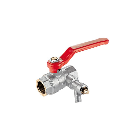 Zawór kulowy PERFEXIM 65RU mosiądz niklowany, PN30 1/2'' GW z zaworem spustowym, uchwyt: dźwignia