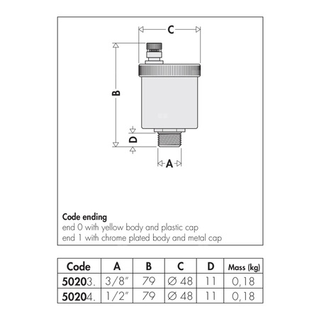 MINICAL - Odpowietrznik automatyczny 3/8” GZ
