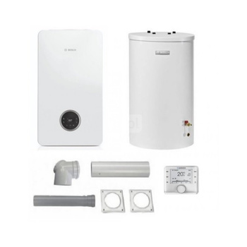 Pakiet - Kocioł gazowy jednofunkcyjny BOSCH TERMOTECHNIKA CONDENS GC2300iW20P kondensacyjny wiszący 21.2 kW + Czujnik temperatury zewnętrznej+ Zestaw powietrzno-spalinowy2581 (do szachtu) + Czujnik c.w.u. + RegulatorCW400 + Zasobnik c.w.uWST120-5O