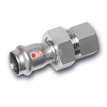 Śrubunek SANHA NiroTherm Industry trzyczęściowy, stal nierdzewna, 15 mm x 1/2'' (zw x GW)