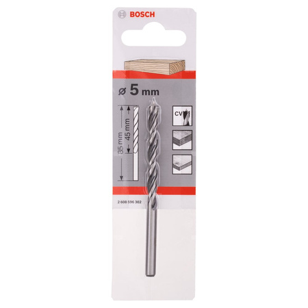 Standardowe, spiralne wiertło do drewna 5x45/85 NS