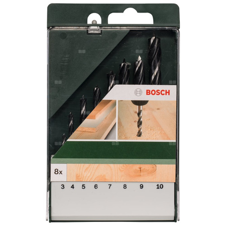 8-częściowy zestaw Wierteł spiralnych do drewna 3,0, 4,0, 5,0, 6,0, 7,0, 8,0, 9,0, 10,0 mm