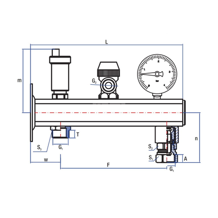 Grupa bezpieczeństwa RUMET c.o. G 3/4 x G 1/2 mosiądz