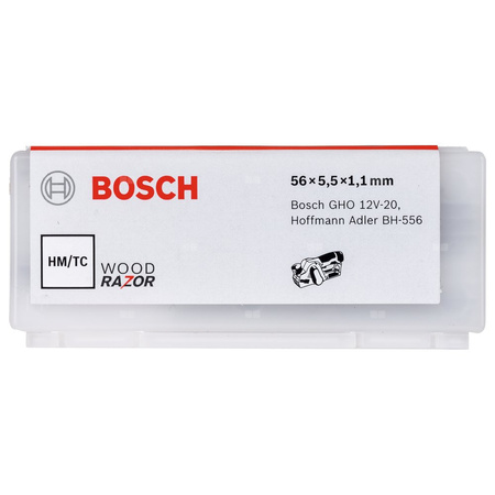 Noże do struga, 56 mm, do GHO 12V-20, 10 szt. w pudełku/opakowaniu proste, węgliki spiekane (HM), 40 st.