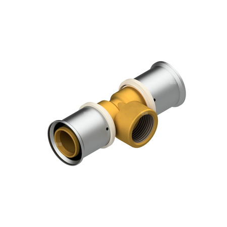 Trójnik QIK Zaprasowywany XPRT mosiądz 63 mm x 1'' x 63 mm (złącze zaprasowywane x GW x złącze zaprasowywane)