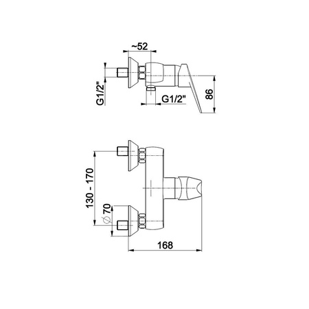 Bateria natryskowa ścienna KFA Armatura TOPAZ, kolor chrom