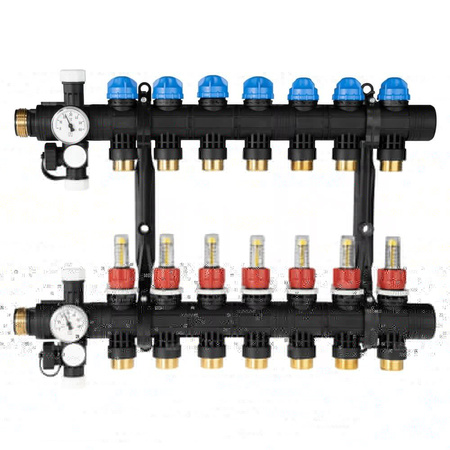 Rozdzielacz do ogrzewania podłogowego AFRISO ProCalida EF1 7-obieg. poliamid GZ 1'' x euroconus 3/4''