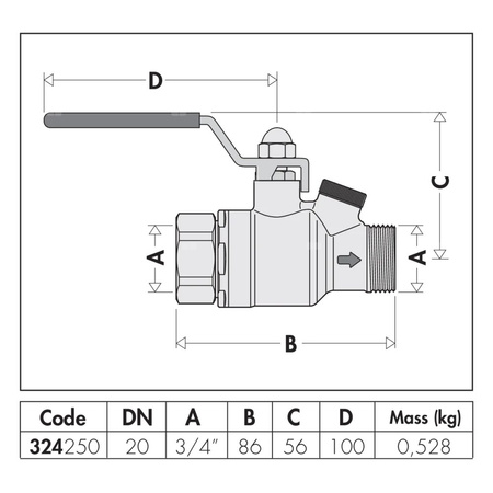 Zawór antyskażeniowy z wbudowanym zaworem odcinającym. Z nakrętką DN 20 3/4" M x 3/4" F NUT - EA typ