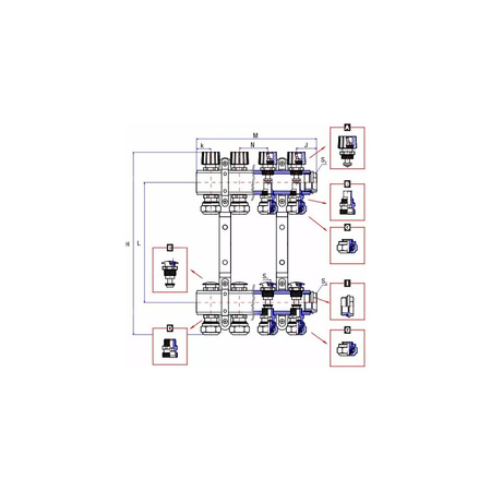 Rozdzielacz ogrzewania RUMET 70C 7 obwodowy