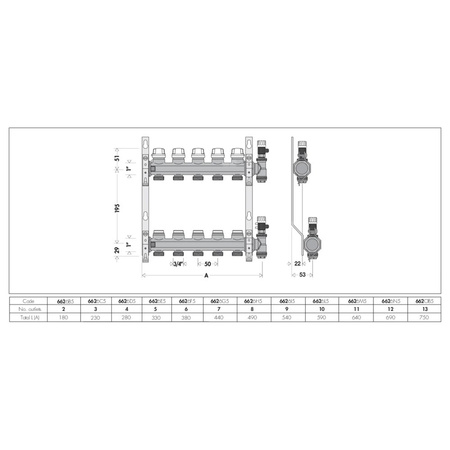 Zespół rozdzielaczy z zaworami odcinającymi i zaworami do regulacji natężenia przepływu O1" X 12 3/4"GZ