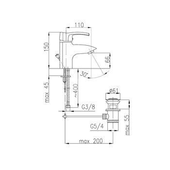 Bateria umywalkowa stojąca KFA Armatura KWARC, chrom, montaż blat / otwór na baterię