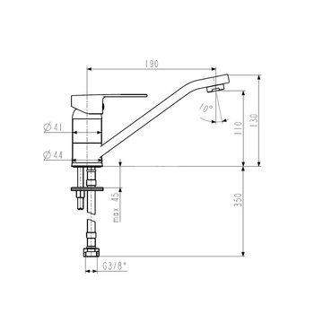 Bateria zlewozmywakowa stojąca KFA Armatura MOHIT, obrot., płaska wylewka, kolor chrom, mosiądz