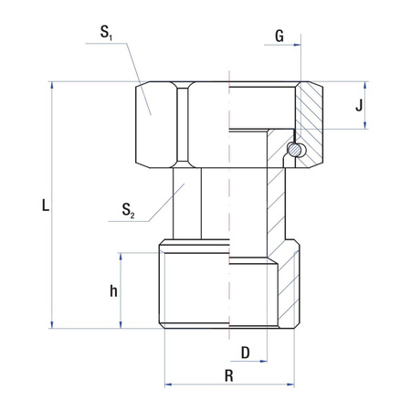 Śrubunek RUMET mosiądz 3/4'' x 3/4'' (gw x gz), 46 mm