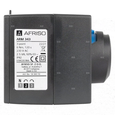 Zawór obrotowy trójdrogowy AFRISO ARV 382 Vario ProClick, mieszający, Siłownik elektryczny ARM 343, DN 20