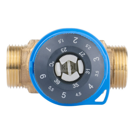 Zawór regulacyjny termostatyczny do wody ciepłej AFRISO ATM 341 ze śrubunkami mosiądz GZ 3/4'', DN 15, zakres temp. 20-43'C, Kvs 1.6 m3/h, maksymalna temperatura 90'C, maksymane ciśnienie 10 bar