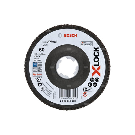Tarcze listkowe z systemem X-LOCK, wersja kątowa, płyta z włókniny 115 mm, G 60, X571, Best for Metal, 1 szt. D= 115 mm, G= 60,
