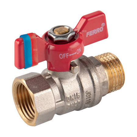 Zawór kulowy FERRO F-COMFORT 3/4'' GW x GZ, uchwyt: motylek