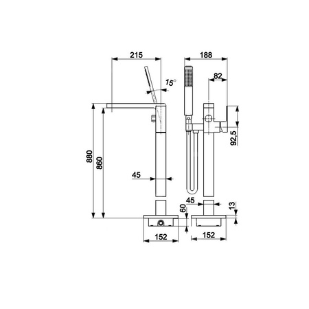 Bateria wannowa stojąca KFA Armatura LOGON, kolor czarny