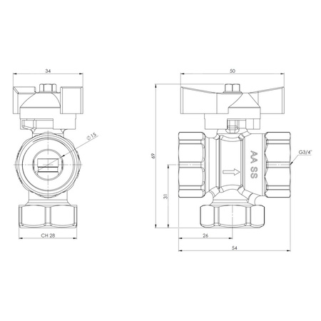 Zawór kulowy z filtrem siatkowym i magnesem BFV, GW G3/4''