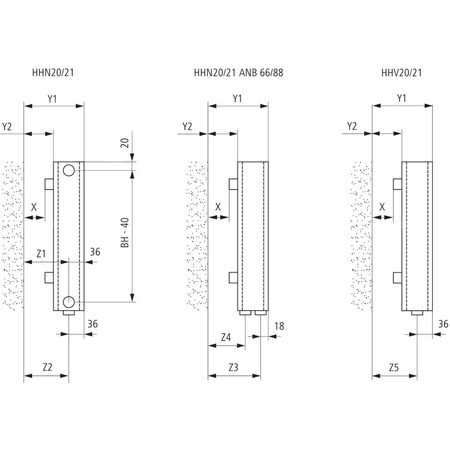 Ściana grzewcza Kermi Heizwand HHN Typ20 BH630x72x2000mm QN2054, weiß, 6bar, m. Abd, AB 12