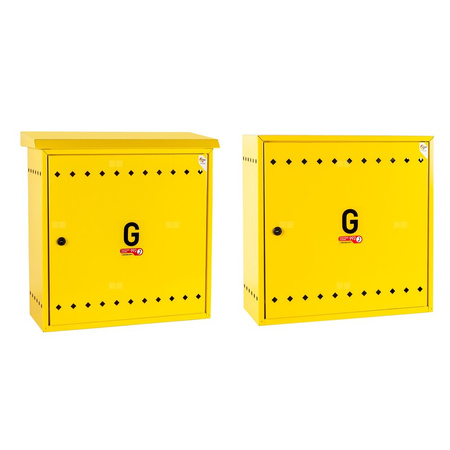Skrzynka gazowa, 600x600x250, wolnostojąca, metalowa, z płaskim daszkiem - żółta