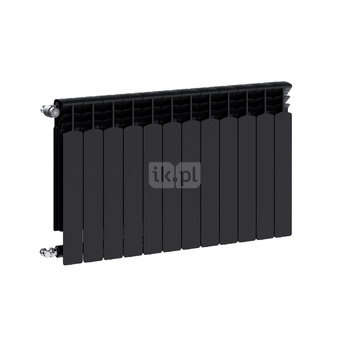 Grzejnik żeberkowy KFA Armatura G600F/12 aluminium, podłączenie boczne 672 x 966 mm, kolor czarny