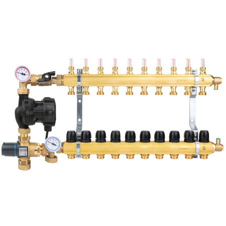 Grupa pompowa AFRISO BTU 502 AP nakrętka x nakrętka 1'' x 1'', z zaworem termostatycznym, z pompą obiegową AFRISO APH 160 15-7/130 mm