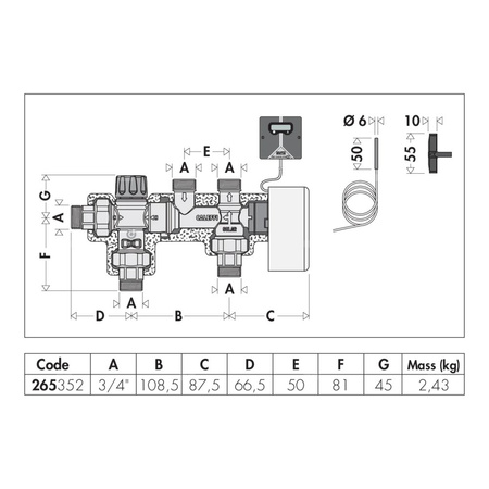 SOLARINCAL - Zestaw połączeniowy kotła na paliwo stałe z kotłem gazowym, z połączeniem termalnym 3/4"