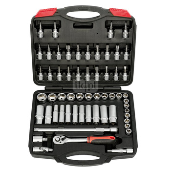 Zestaw klucz nasadowy z grzechotką i nasadkami 3/8" – zestaw 58 elementów